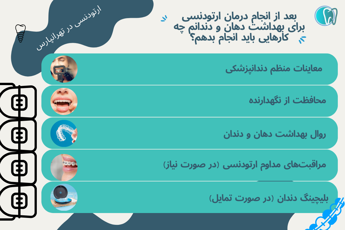 بعد از انجام درمان ارتودنسی برای بهداشت دهان و دندانم چه کارهایی باید انجام بدهم؟