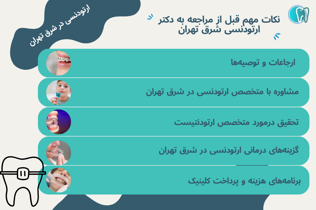 بهترین خدمات تخصصی ارتودنسی در شرق تهران با تجهیزات پیشرفته 6 نکات مهم قبل از مراجعه به دکتر ارتودنسی شرق تهران